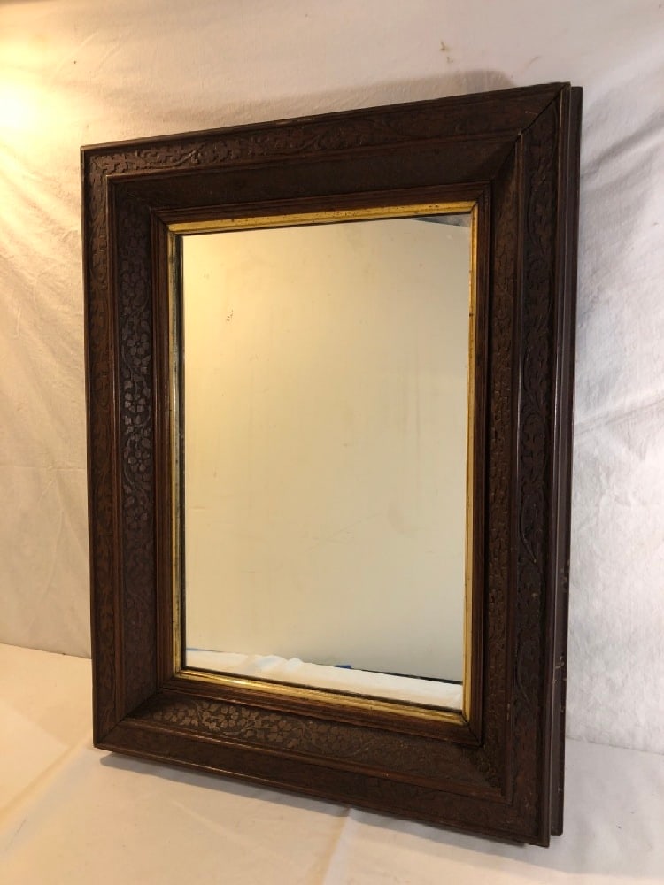 Antique Oak Beveled Mirror (1 of 4)