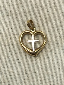 10 Kt Heart/ Cross Pendant