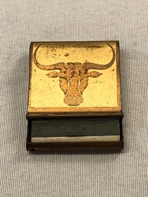 Vtg. Longhorn Brass Matchbook Case