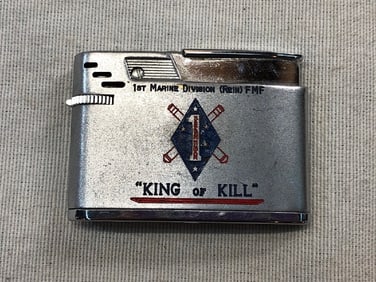 Vtg. Zippo Lighter King Of Kill 1st Marine Division