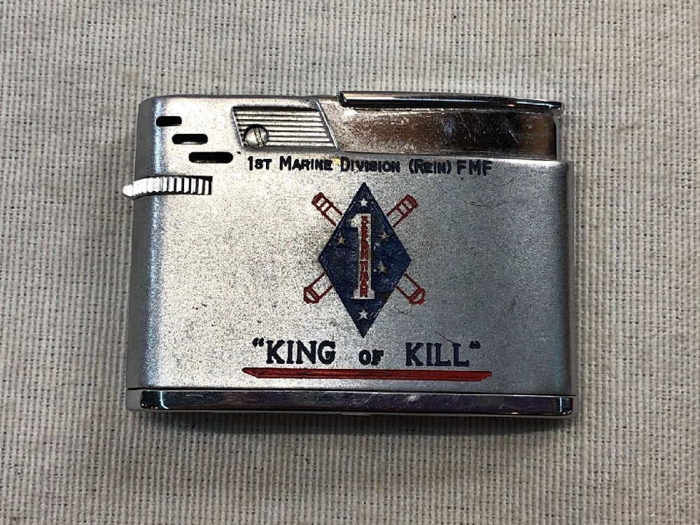Vtg. Zippo Lighter King Of Kill 1st Marine Division (1 of 4)
