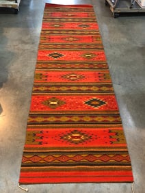 Vtg. Aztec Wool Runner Rug