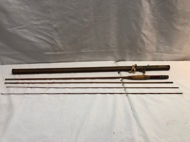Vtg 4 Pc Bamboo Fishing Rod