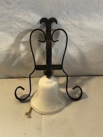Vtg. Hanging Ceramic Bell on Metal Support Sconce