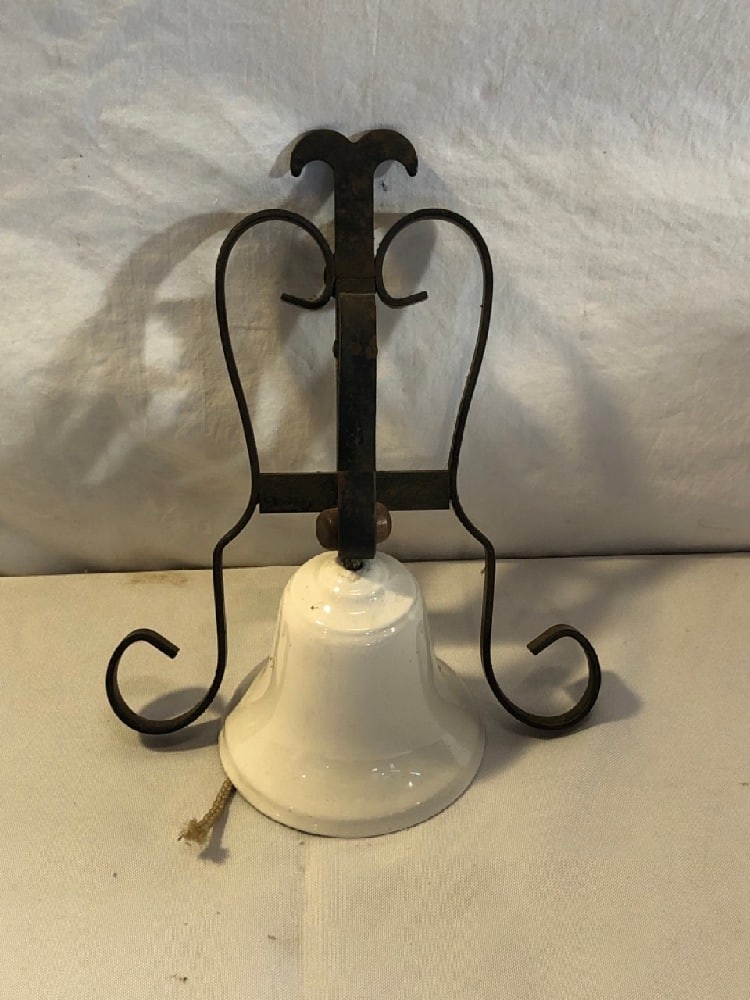 Vtg. Hanging Ceramic Bell on Metal Support Sconce (1 of 4)