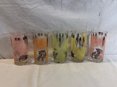 Vtg. Libbey Leaf Drinking Glasses