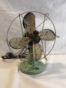 Antique Green Industrial Table Top Fan