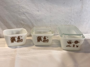Vtg. Pyrex Early American Refrigerator Dishes