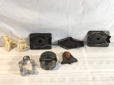 Antique Cookie Cutters and Vtg. wax Candles