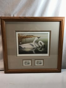 2001 New Jersey Stamp Print w/ 2 Mint Stamps - Signed and Numbered