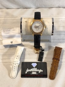 Men’s Diamond Just Bling Watch with Leather Bands