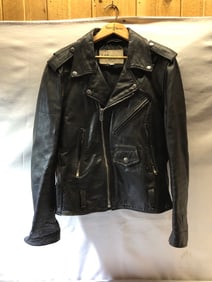 Vtg. Wilson's Genuine Black Leather Motorcycle Jacket