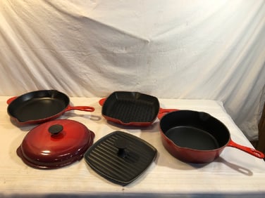 5pc Le Creuset Enameled Cast Iron Pans