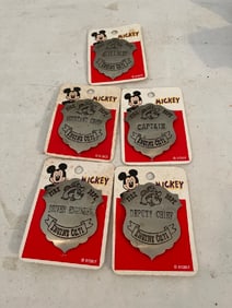 5- Vtg Mickey Fire Dept Badges