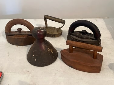 Vtg. Sad irons and Heavy Metal Weight