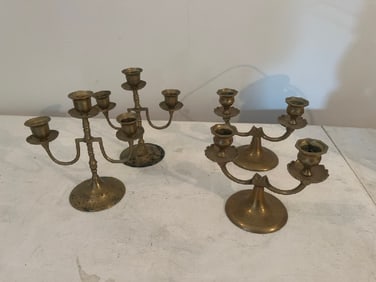 2- Sets Vtg Brass Candleholders