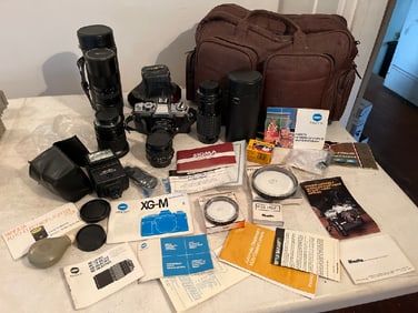 Vtg Minolta Camera, Lenses, Filters