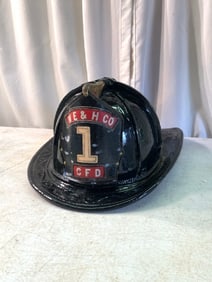 Vintage Cairns & Bros Black Leather Firemans Helmet