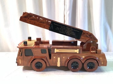Hand Crafted Mahogany Fire Truck Participation Award