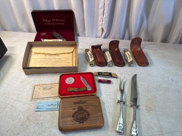 Scrade Fire Dept. Pocket Knives & Fire Chief Carving Set