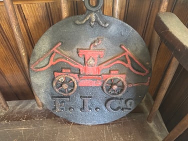 Vtg Cast Iron Fire plaque