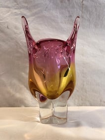 MCM Chribska Cat’s Head Glass Vase by Josef Hospodka