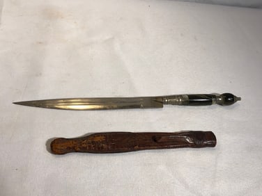 Vtg Dagger With Leather Sheath