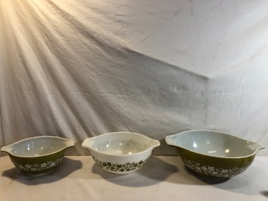 3 Vtg. Pyrex Mixing Bowls
