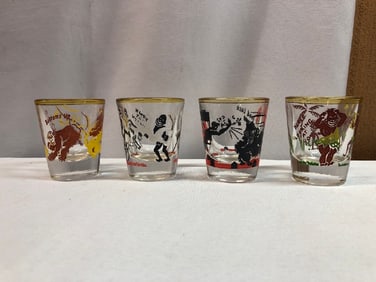 4 Vtg. Shot Glasses