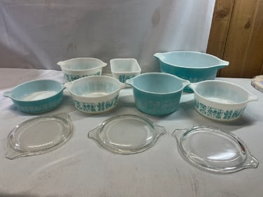 Vtg. Pyrex Amish Blueprint Lot