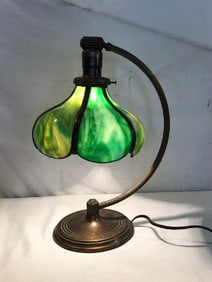 Vtg. Slag Glass Table Lamp