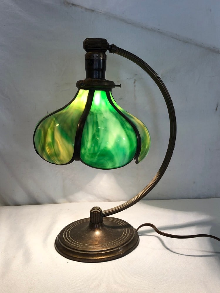 Vtg. Slag Glass Table Lamp (1 of 4)