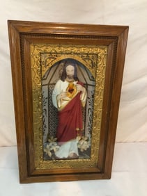 Antique Sacred Heart of Jesus Shadowbox