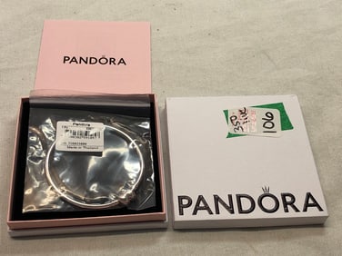 Sterling Silver pandora Bangle Bracelet with Heart