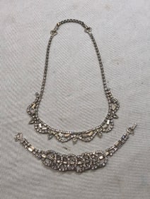 Vtg. Rhinestone Necklace and Bracelet