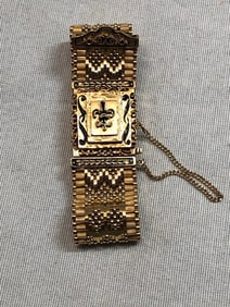14K Gold Art Deco Hidden Watch Bracelet circa 1950