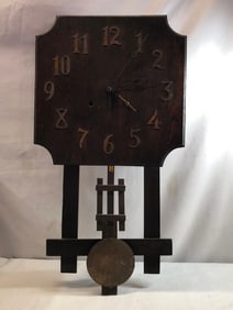 Antique Arts & Crafts Mission Style Wooden Wall Clock