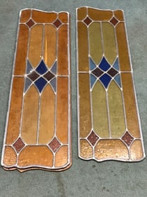 2 Pieces Stained Glass Panels