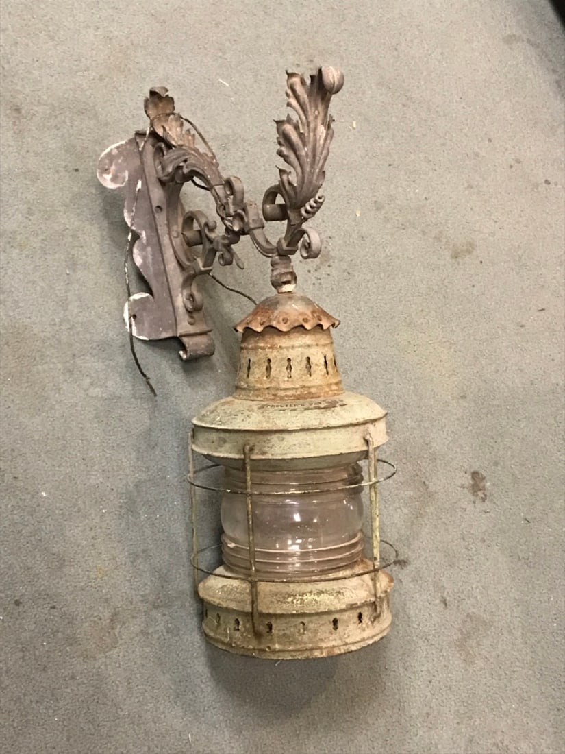 Vtg. Proctors Nautical Lantern: Vtg. Proctors Nautical Lantern On Decorative Wall Arm - Lantern is 17” Tall - Arm is 19” Long