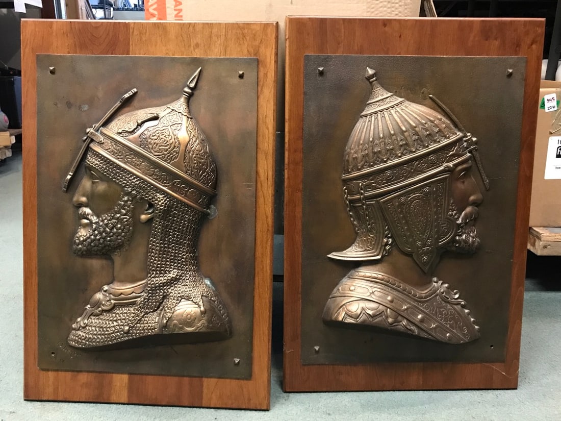 Pr. Qajar Warrior Bronze Reliefs (1 of 6)