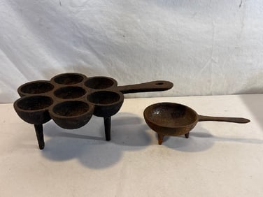 2 Vtg. Cast Iron Pans
