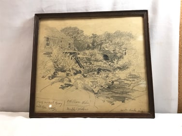 Vtg. Framed Signed Pencil Drawing