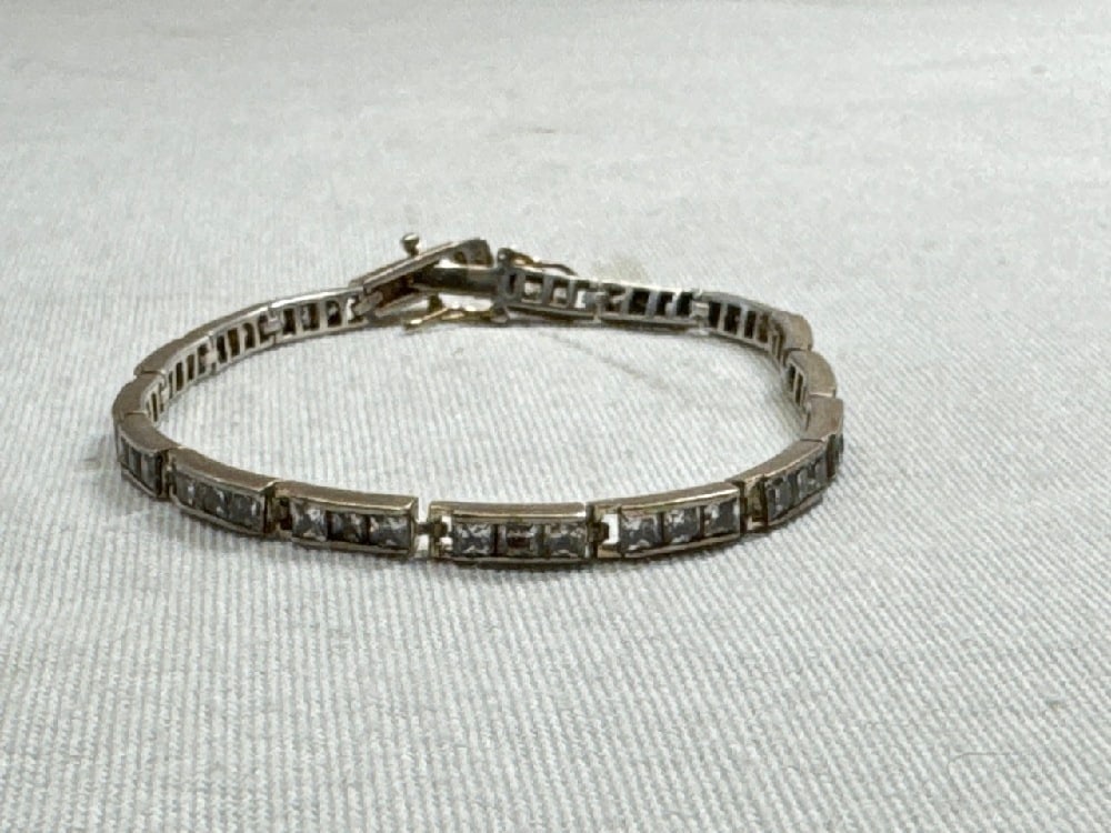 Sterling Bracelet: Sterling 7” CZ Bracelet- 12.4 Total Grams