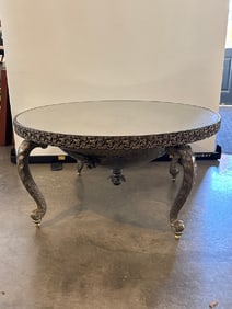 French Neoclassical Glass top/ Ornate Center Table