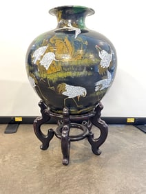 Vtg. Chinese Jardiniere Ceramic Vase