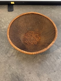 Vtg. Bamboo Woven Winnowing / Offering Basket