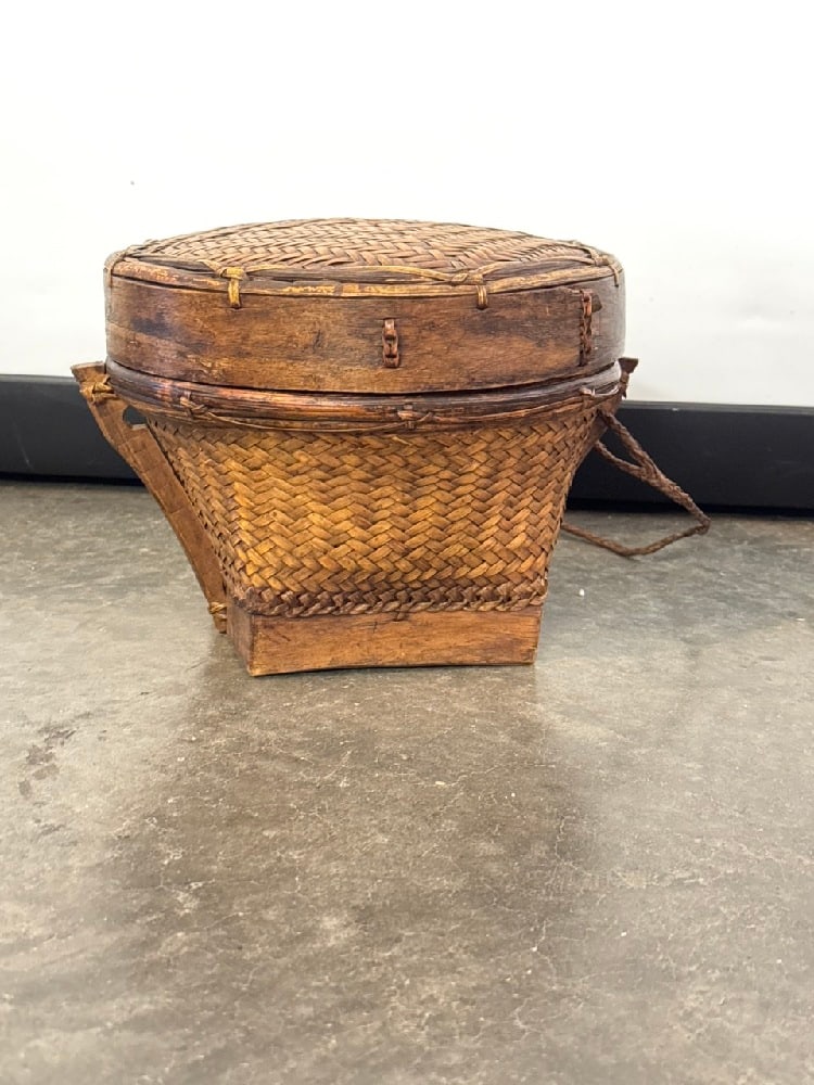 Antique Philippines Woven Bamboo Basket (1 of 6)