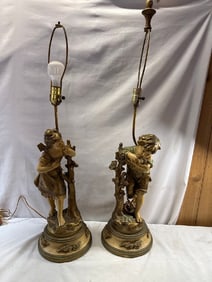 Pr. Vtg. Moreau Art Nouveau Figural Lamps