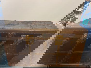 Antique Greyhound Luggage Steamer Trunk