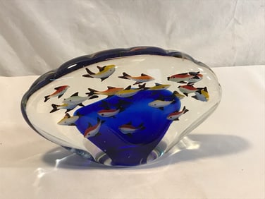 Vtg. Murano Glass Aquarium Paperweight